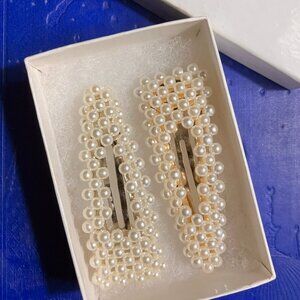 Silver Pearl Hair Clip Barrette